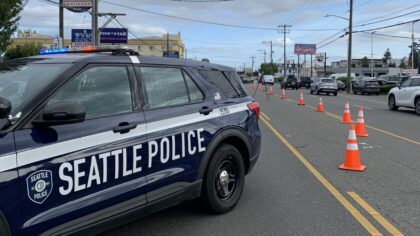 A Seattle Police Department vehicle can be seen on Aurora Avenue North in Seattle. (Photo courtesy ...