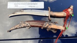 Photo: Seattle police seized a large knife as evidence. 