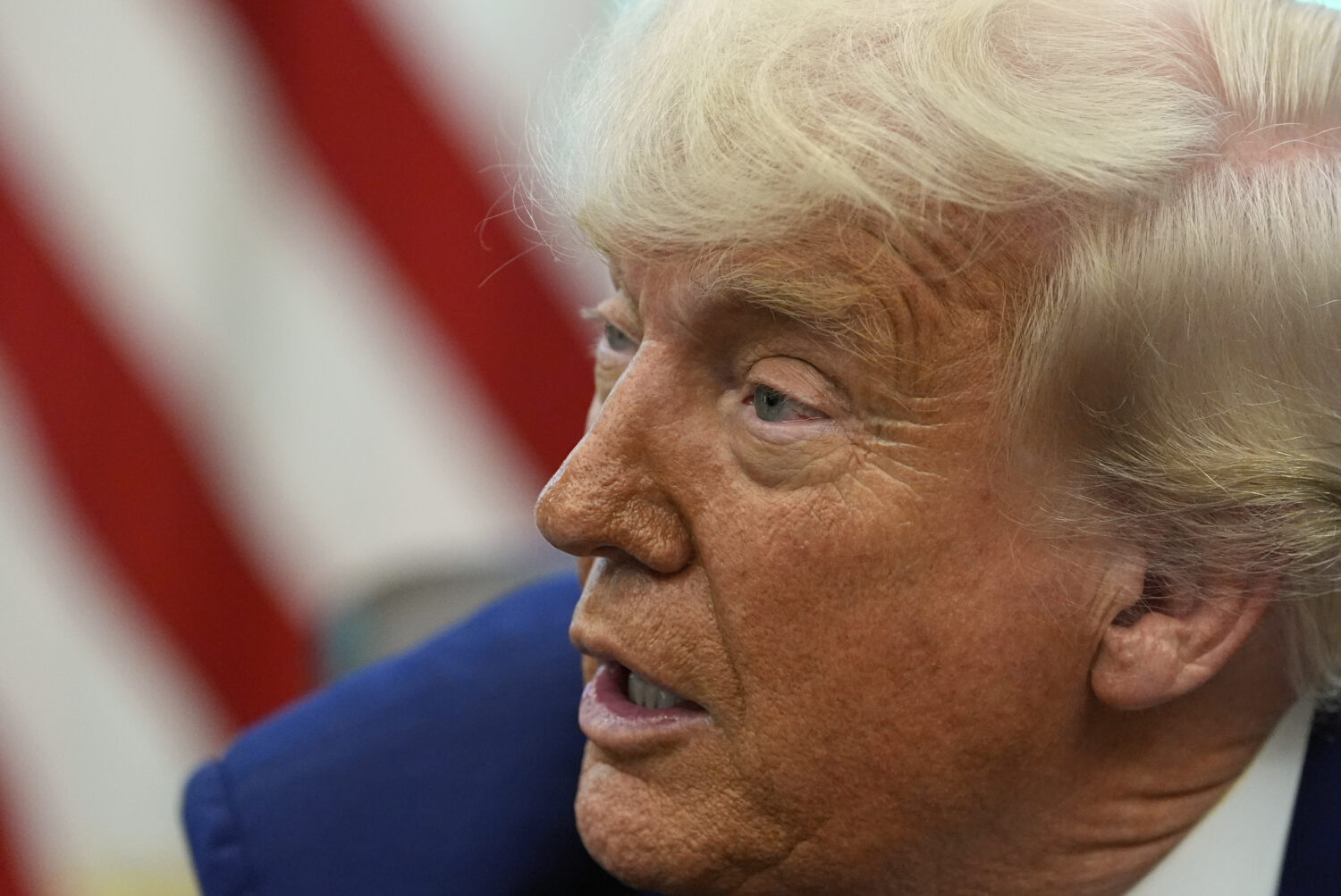 President Donald Trump speaks in the Oval Office of the White House, Tuesday, May20, 2025, in Washi...