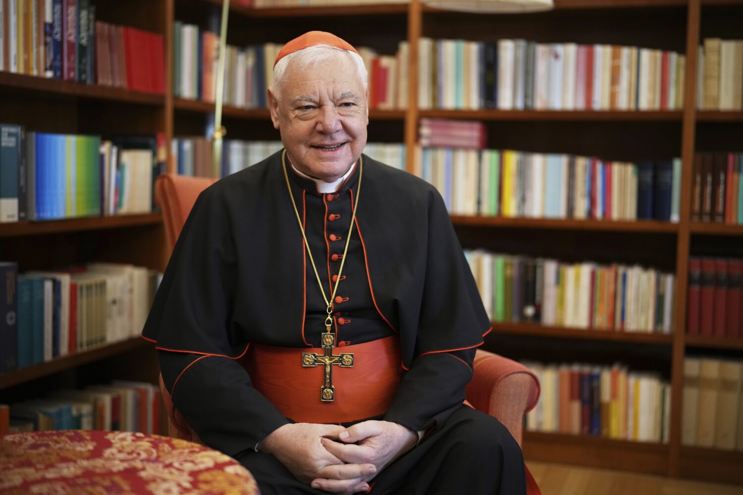 Cardinal Gerhard Ludwig Müller answers questions during an interview with The Associated Press at ...