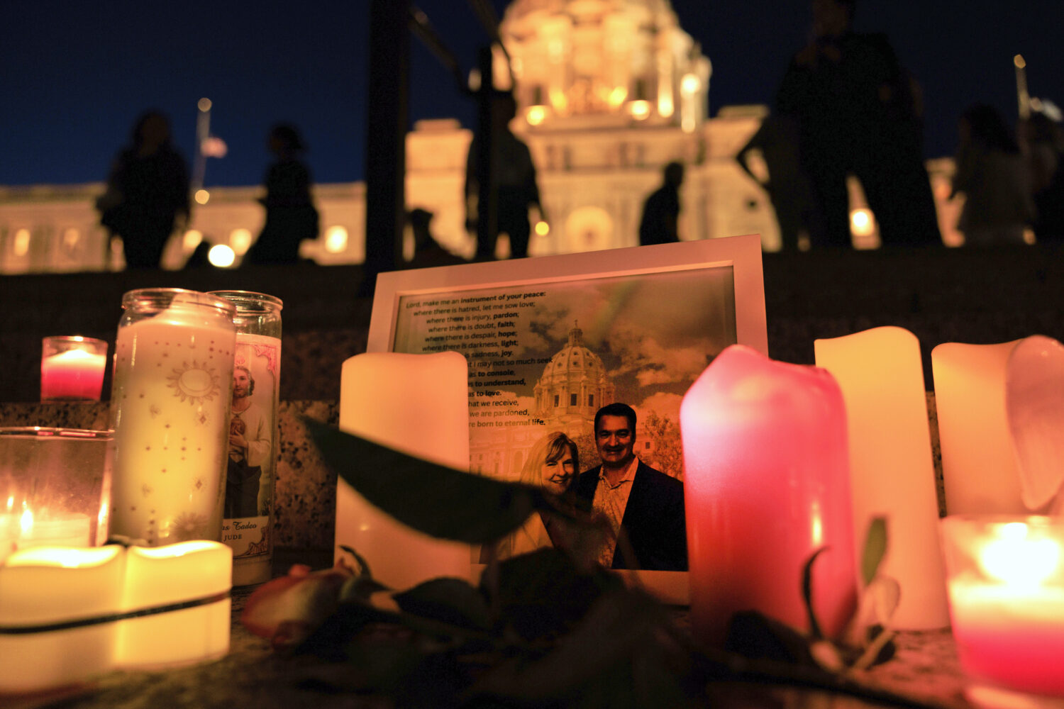 A candlelight vigil for former House Speaker Melissa Hortman and her husband Mark, who were fatally...