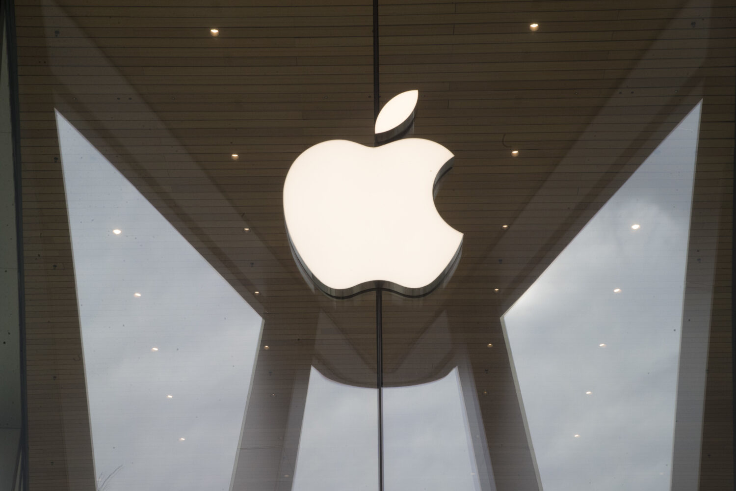 FILE - The Apple logo is displayed at an Apple store, Jan. 3, 2019. (AP Photo/Mary Altaffer, File)C...