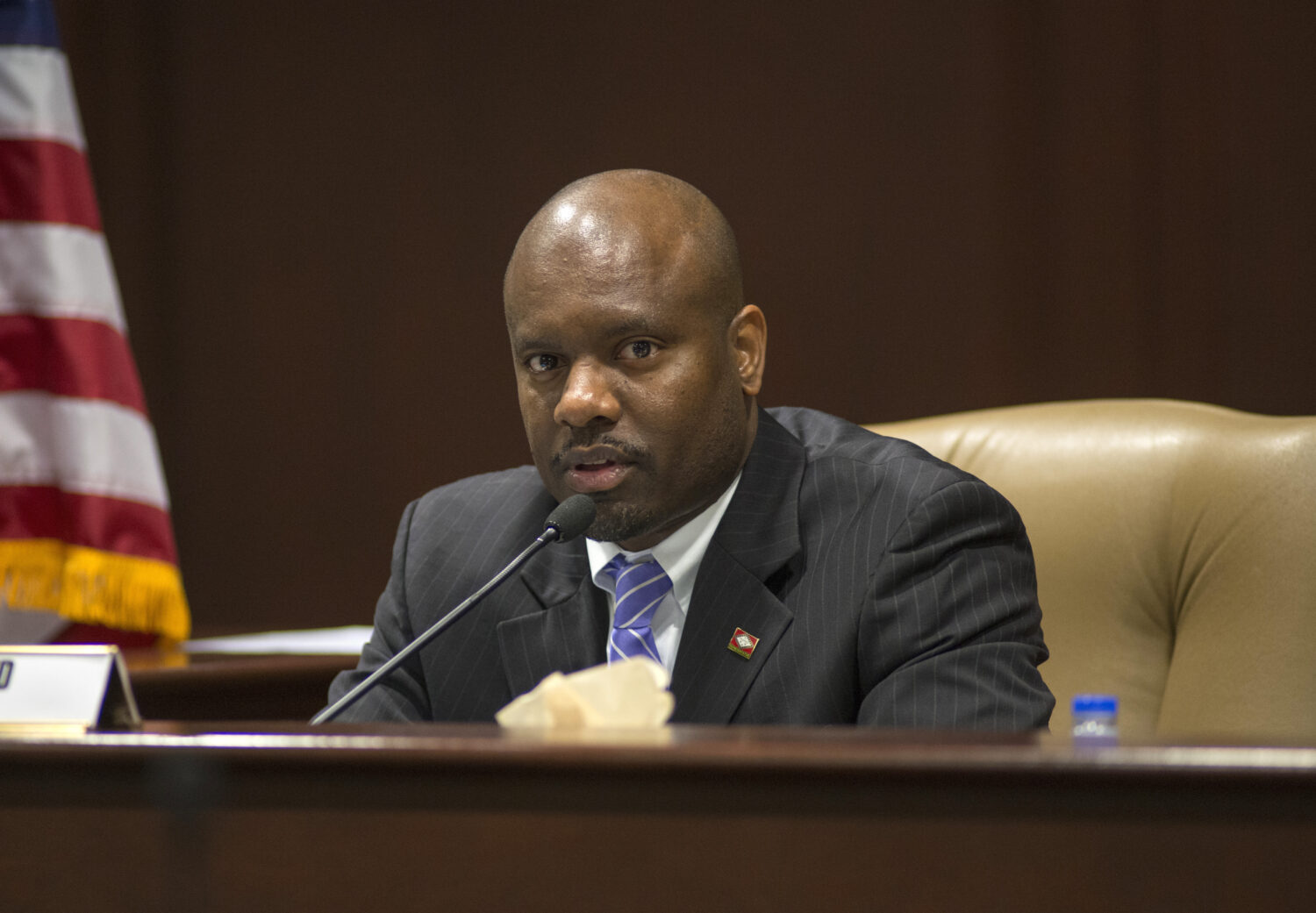 FILE - Arkansas state Rep. Fred Love, D-Little Rock, speaks during a legislative committee meeting ...