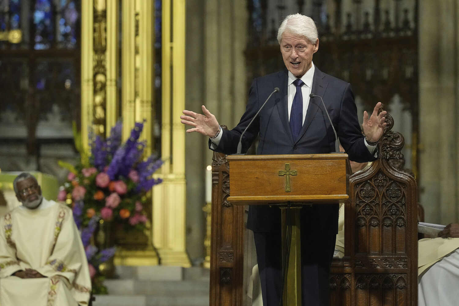 Former President Bill Clinton speaks during the funeral for former U.S. Rep. Charles Rangel, D-N.Y....