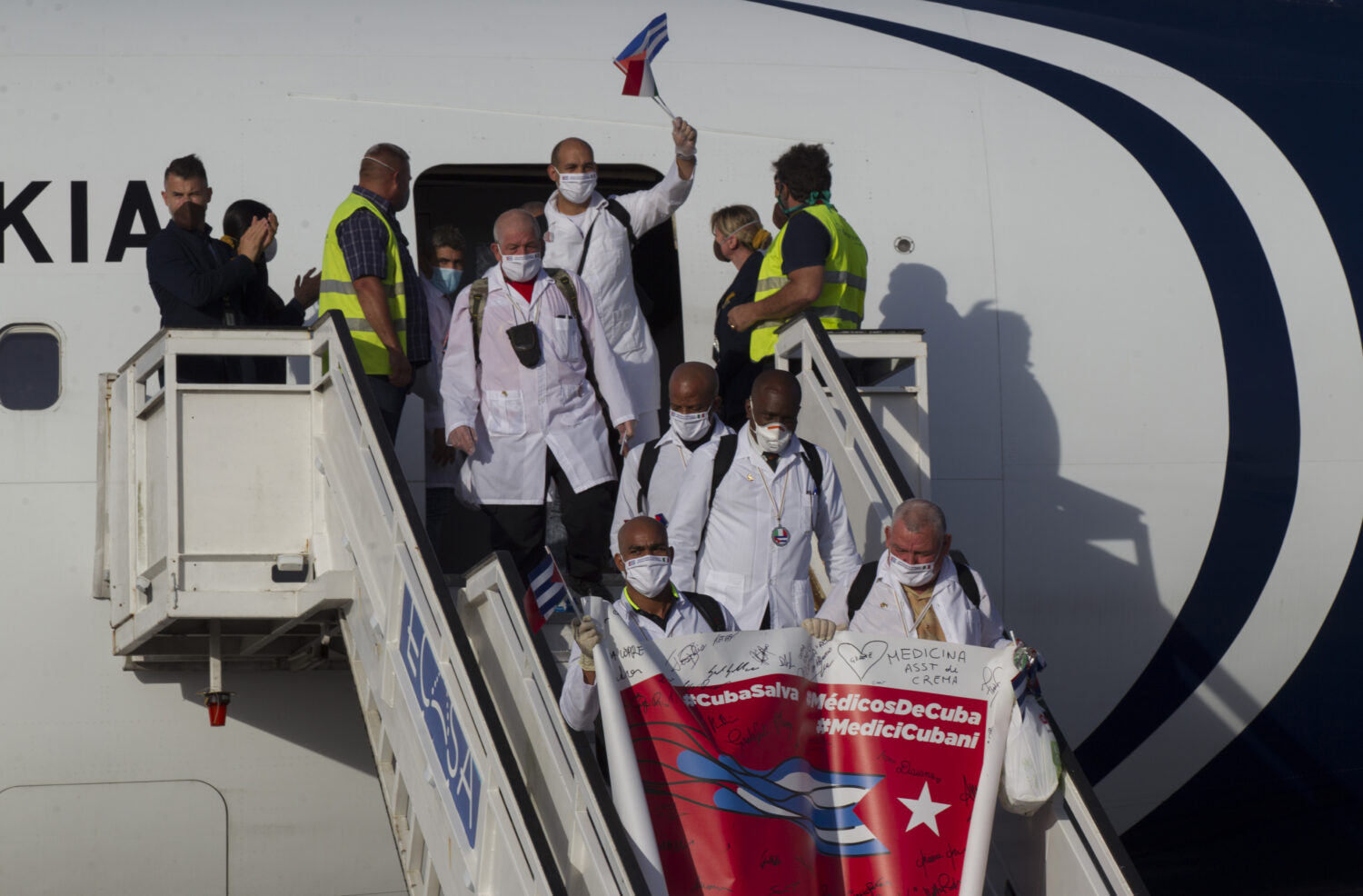 FILE - Cuban doctors arrive at the Jose Marti International Airport in Havana, Cuba, June 8, 2020, ...