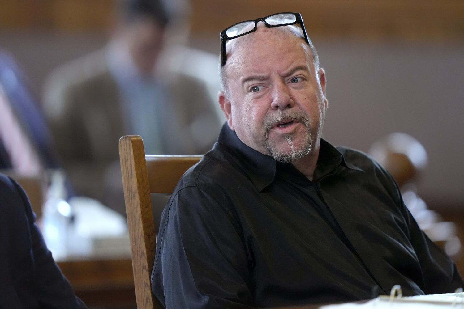 FILE - Steve Kramer is seated June 5, 2024, at Superior Court, in Laconia, N.H., during his arraign...