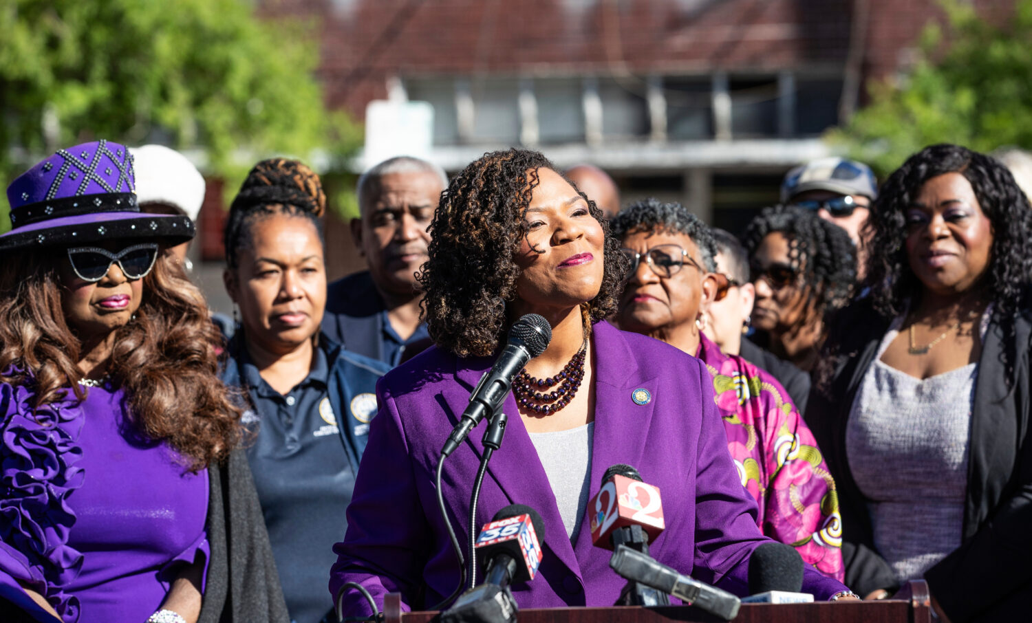 Representative LaVon Bracy Davis holds a news conference along with the family of recently deceased...