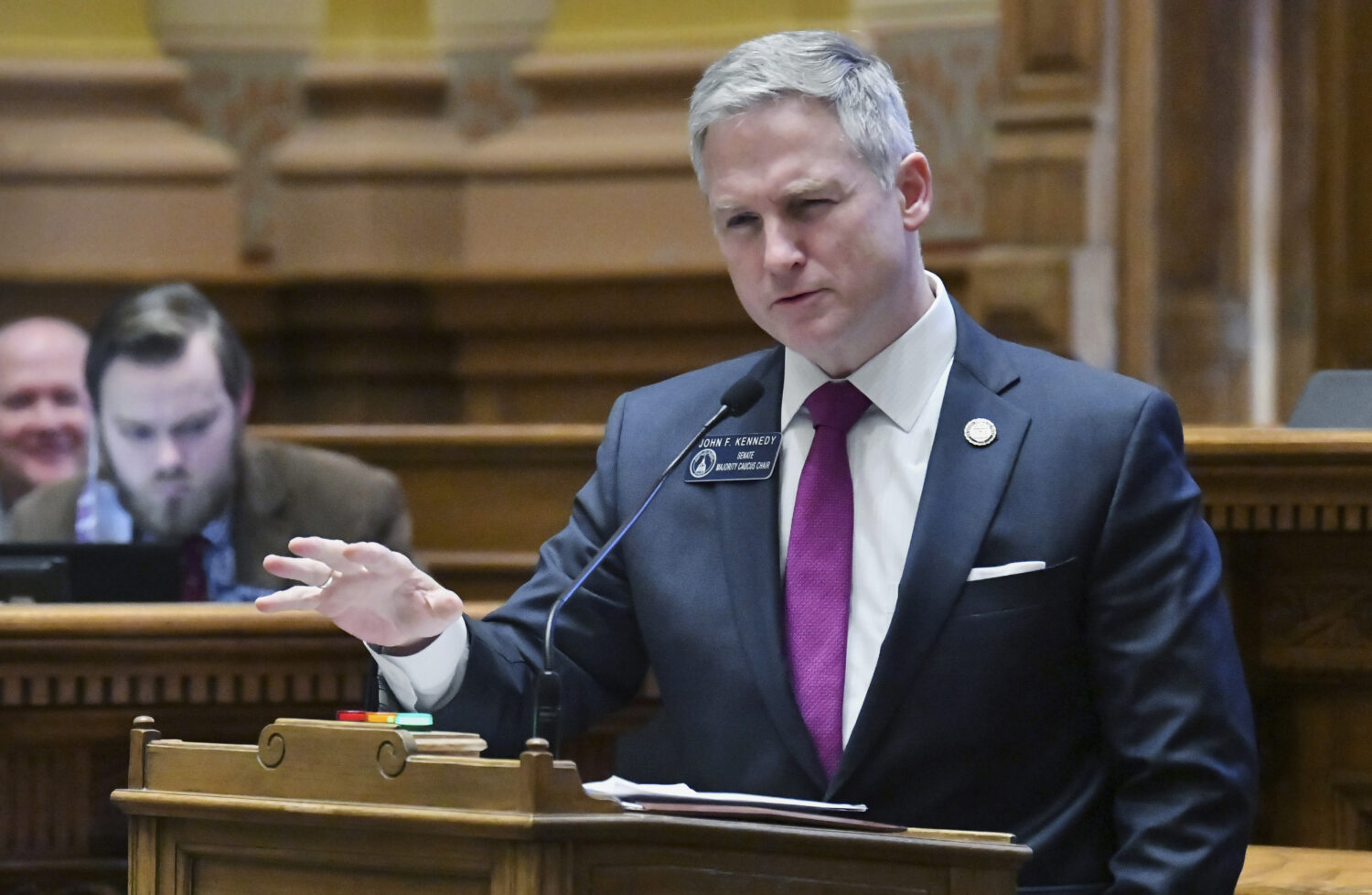 FILE - State Sen. John Kennedy, R-Macon, speaks in the Senate Chambers during a special session at ...