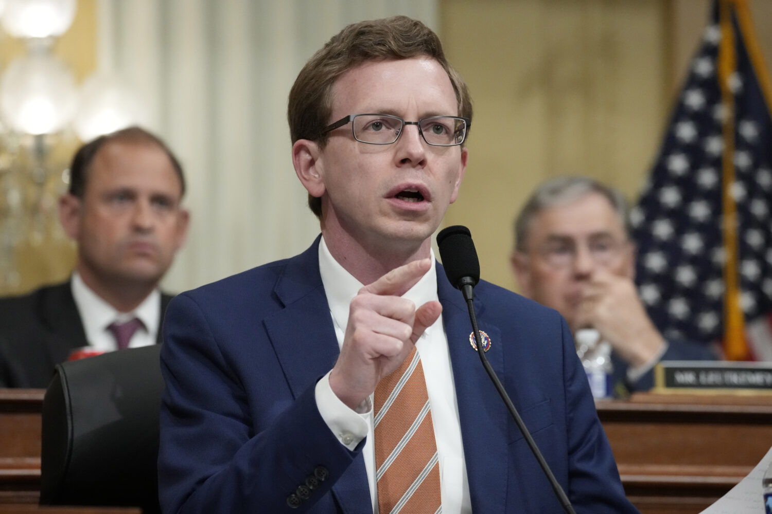 FILE - Rep. Dusty Johnson, R-S.D., questions witnesses during a hearing on Capitol Hill, Feb. 28, 2...
