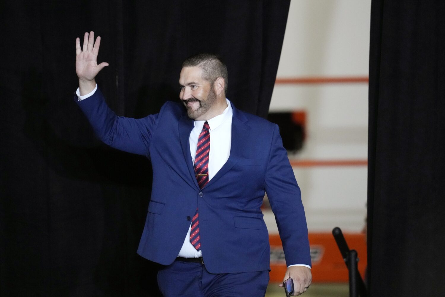 FILE - Maricopa County Recorder candidate and Arizona State Rep. Justin Heap, R-Phoenix, arrives on...