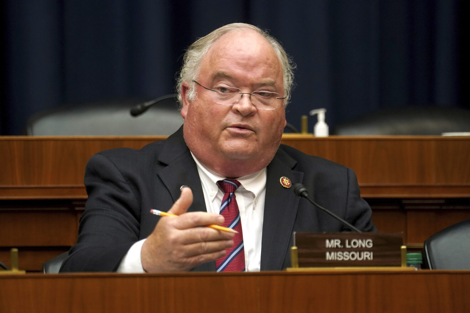 FILE - Rep. Billy Long, R-Mo., asks questions during a House Energy and Commerce Subcommittee on He...