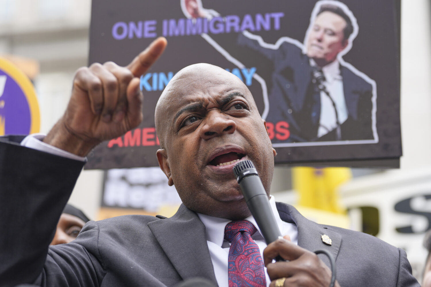 FILE - Mayor Ras Baraka speaks to supporters and media after a court appearance in Newark, N.J., Th...