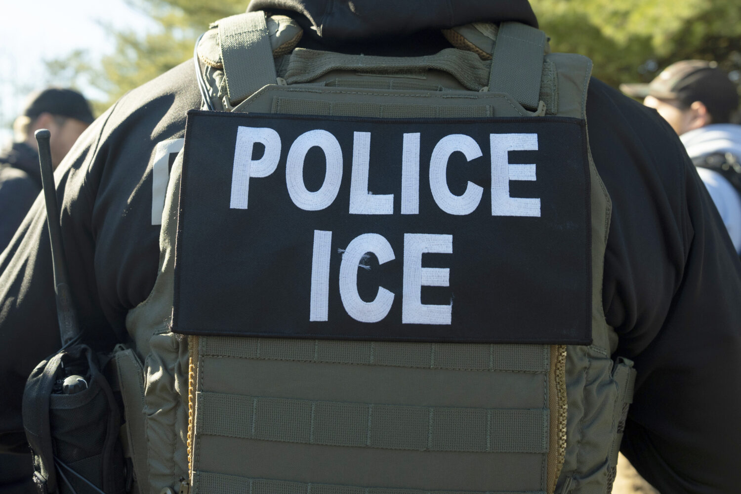 FILE - A U.S. Immigration and Customs Enforcement officer listens during a briefing, Jan. 27, 2025,...