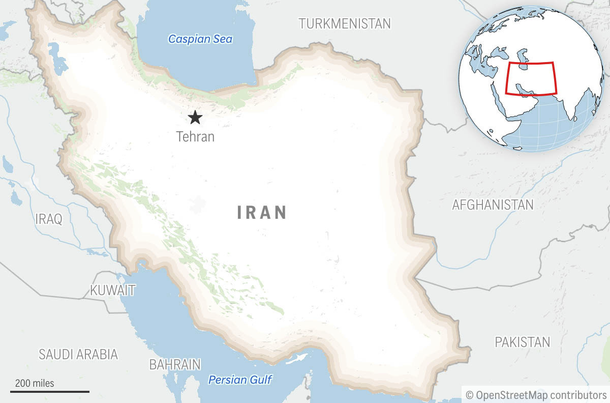 This is a locator map for Iran with its capital, Tehran. (AP Photo)Credit: ASSOCIATED PRESS...