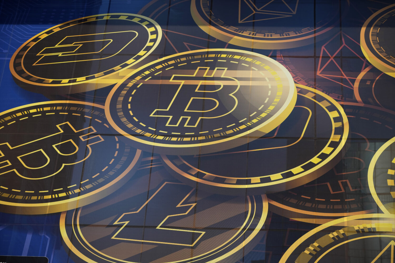 FILE - An advertisement for the cryptocurrency Bitcoin is displayed on a building in Hong Kong on N...