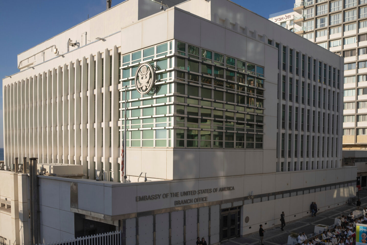 FILE - The U.S. Embassy branch office in Tel Aviv, Israel, is pictured, Jan. 8, 2025. (AP Photo/Oha...