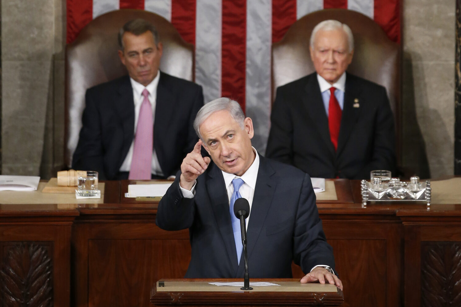 FILE - Israeli Prime Minister Benjamin Netanyahu gestures while speaking before a joint meeting of ...