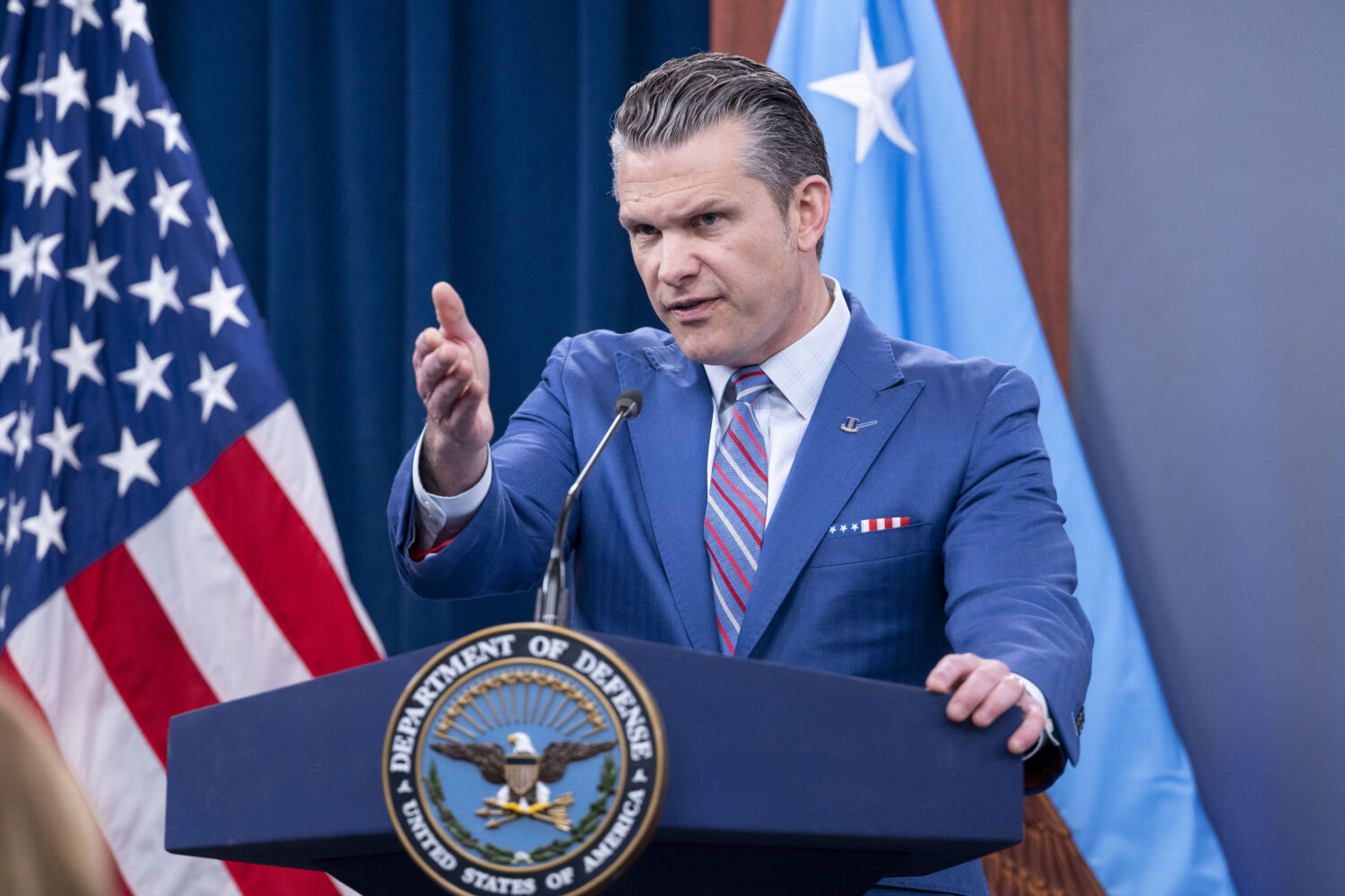 Defense Secretary Pete Hegseth speaks during a news conference at the Pentagon, Thursday, June 26, ...