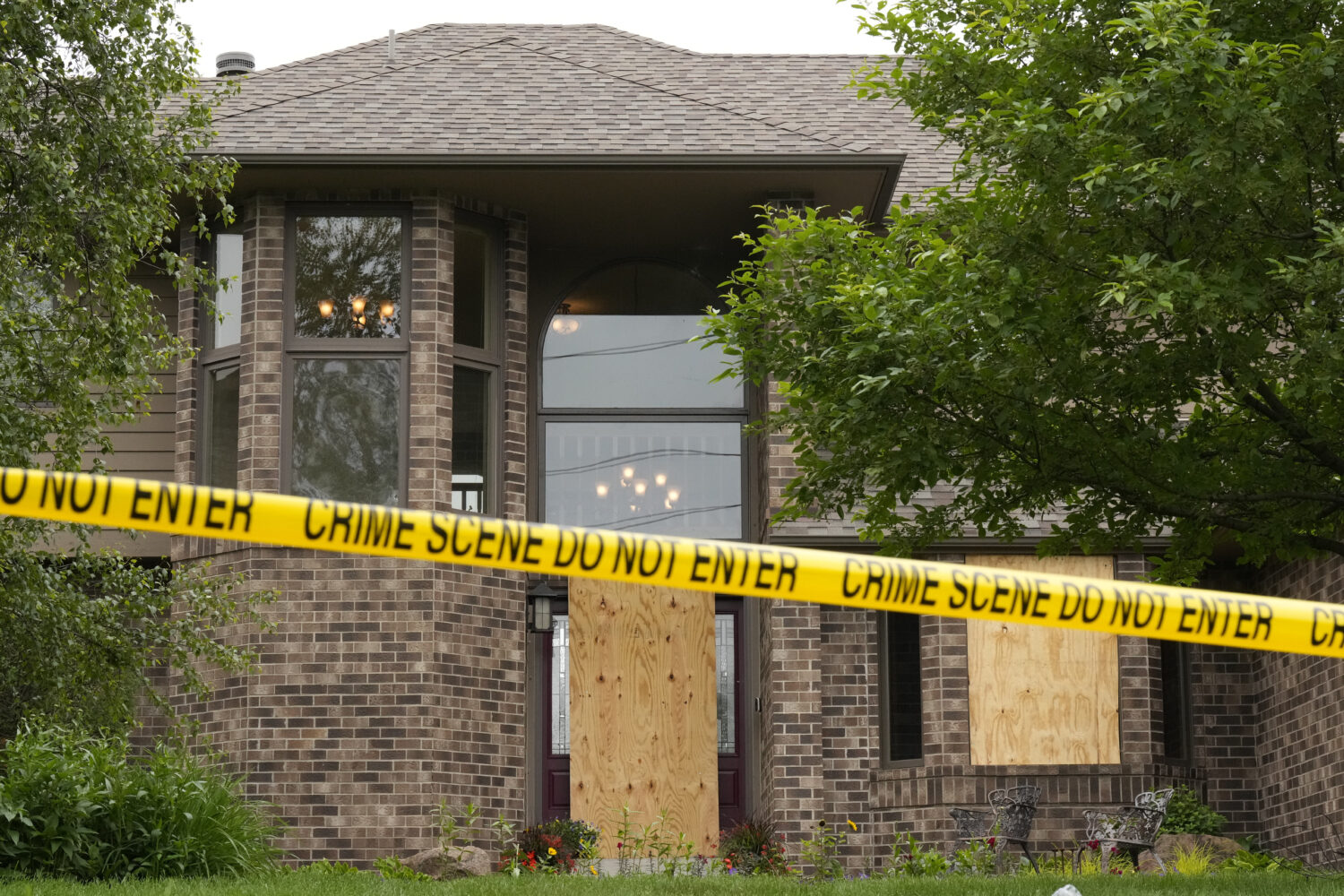 Police tape blocks off the home of Minnesota state Rep. Melissa Hortman, Sunday, June 15, 2025, in ...
