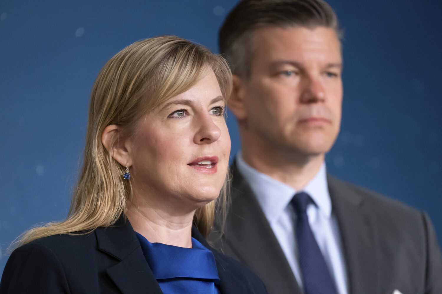 FILE - House Speaker Melissa Hortman, DFL-Brooklyn Park, attends a press conference in St. Paul, Mi...