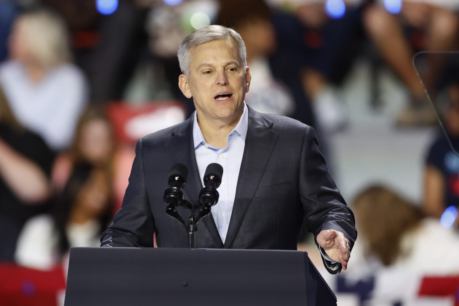 FILE - North Carolina Gov. Josh Stein speaks at a campaign event for Democratic presidential nomine...