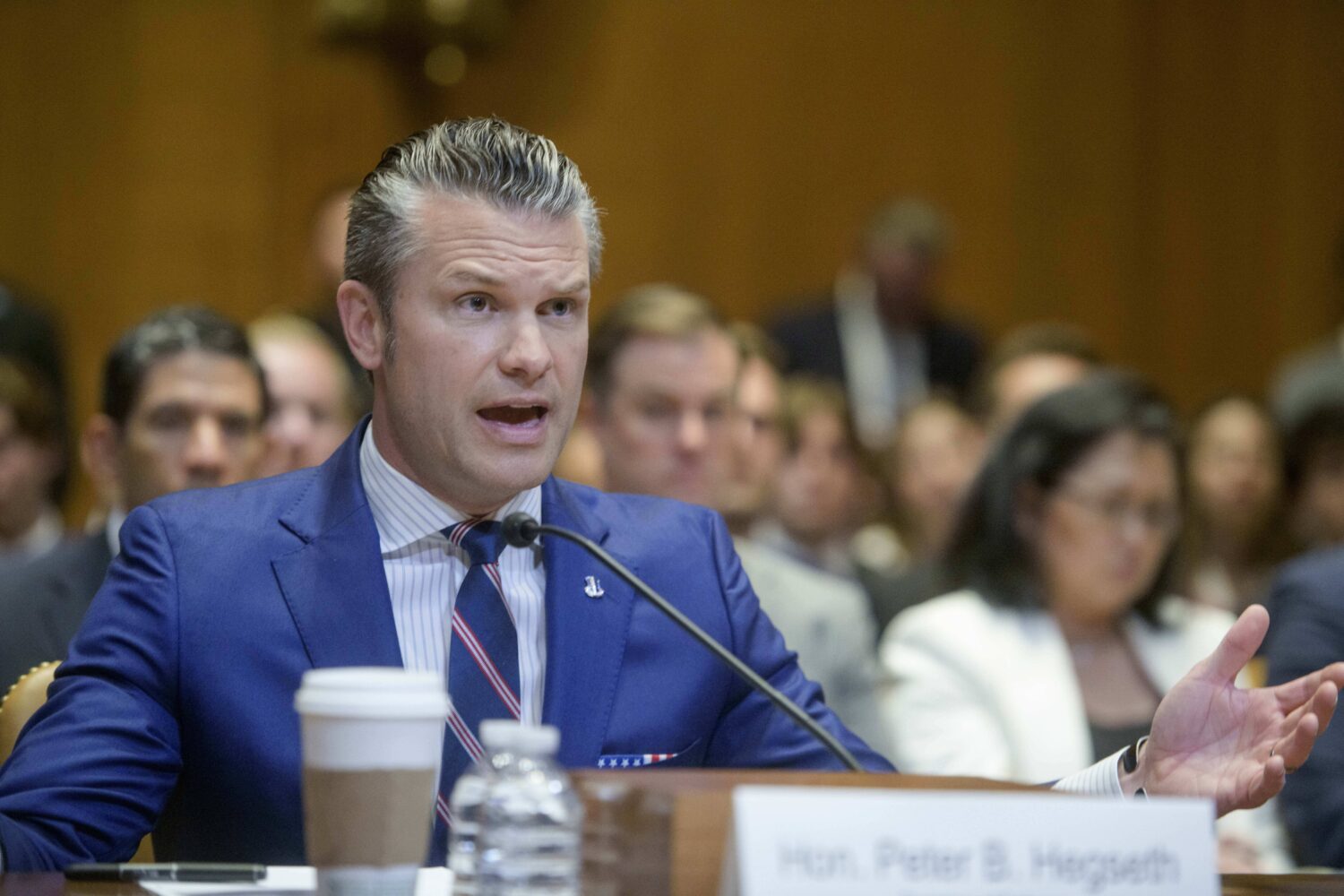 Secretary of Defense Pete Hegseth testifies during a Senate Committee on Appropriations subcommitte...