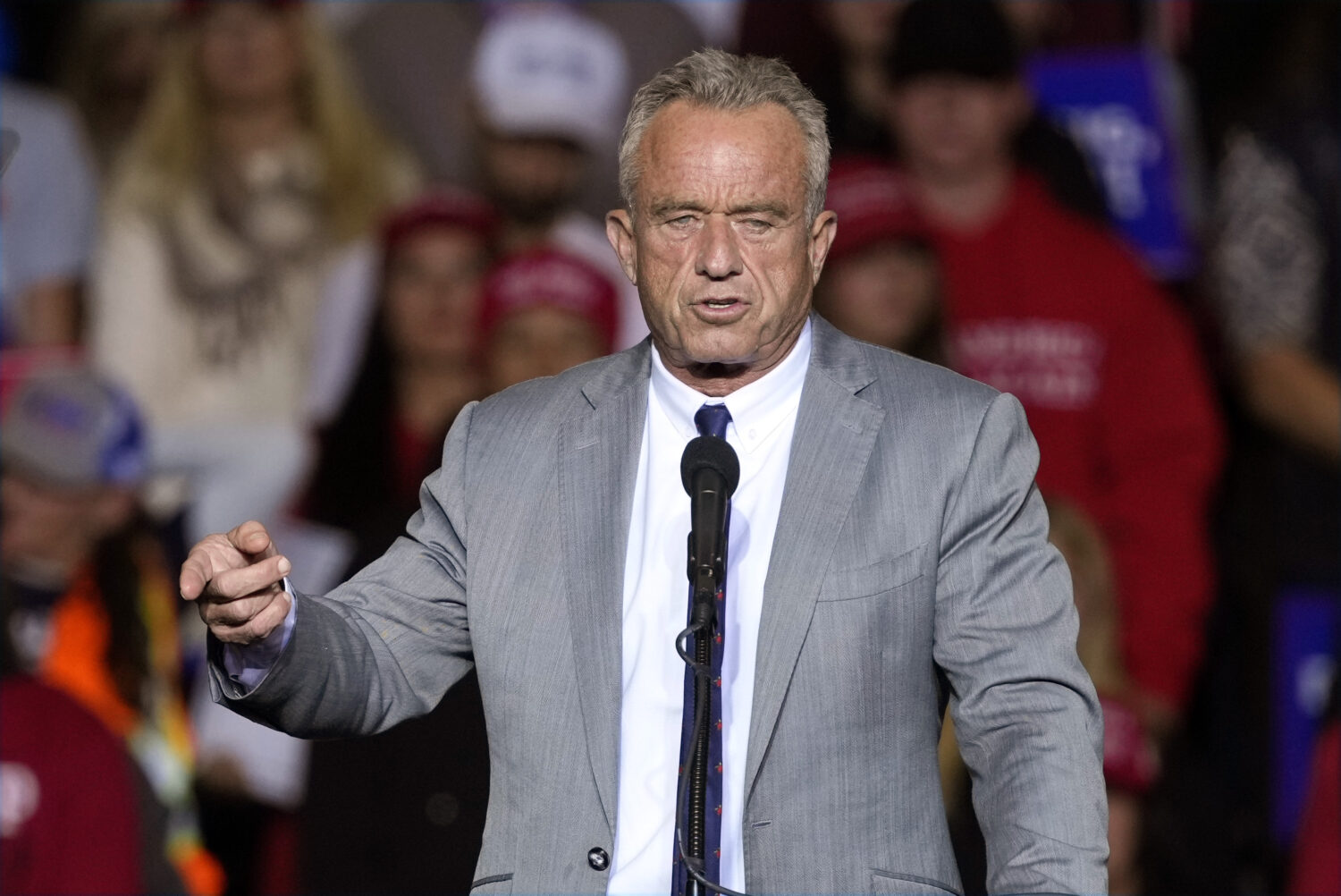 FILE - Robert F. Kennedy Jr., speaks before Republican presidential nominee former President Donald...