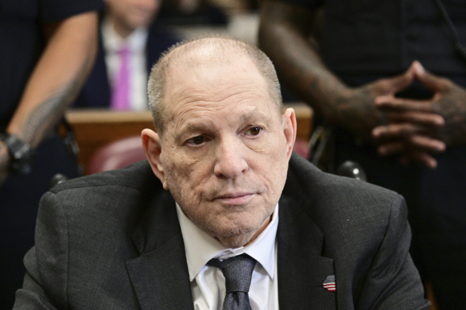 Harvey Weinstein appears in state court in Manhattan for his retrial on Wednesday, June 4, 2025 in ...