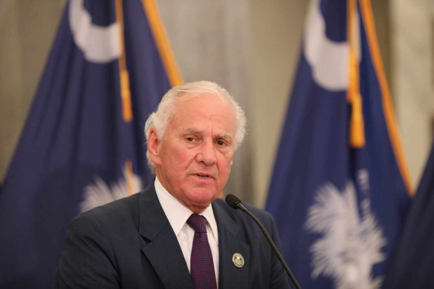 Republican South Carolina Gov. Henry McMaster speaks at a news conference about budget vetoes on We...