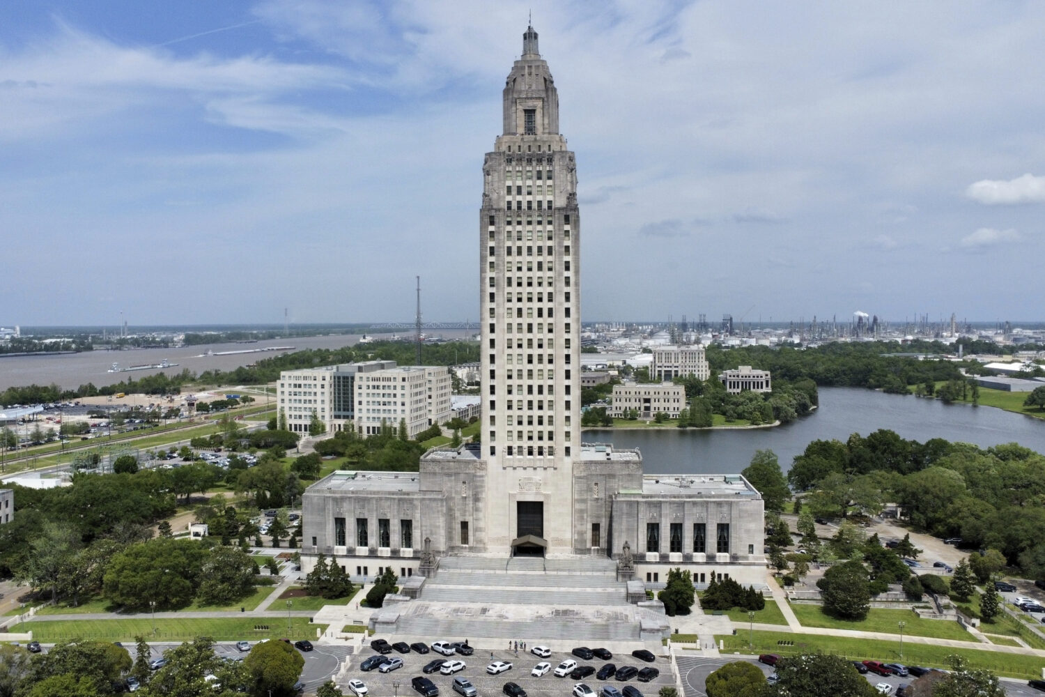 FILE - The Louisiana state Capitol stands on April 4, 2023, in Baton Rouge, La. (AP Photo/Stephen S...