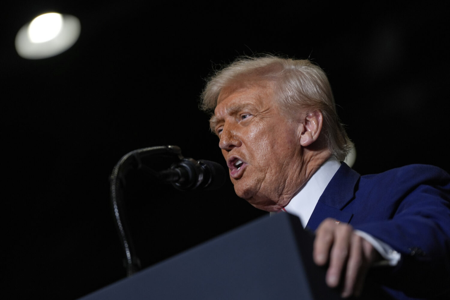 President Donald Trump speaks at U.S. Steel Corporation's Mon Valley Works-Irvin plant, Friday, May...