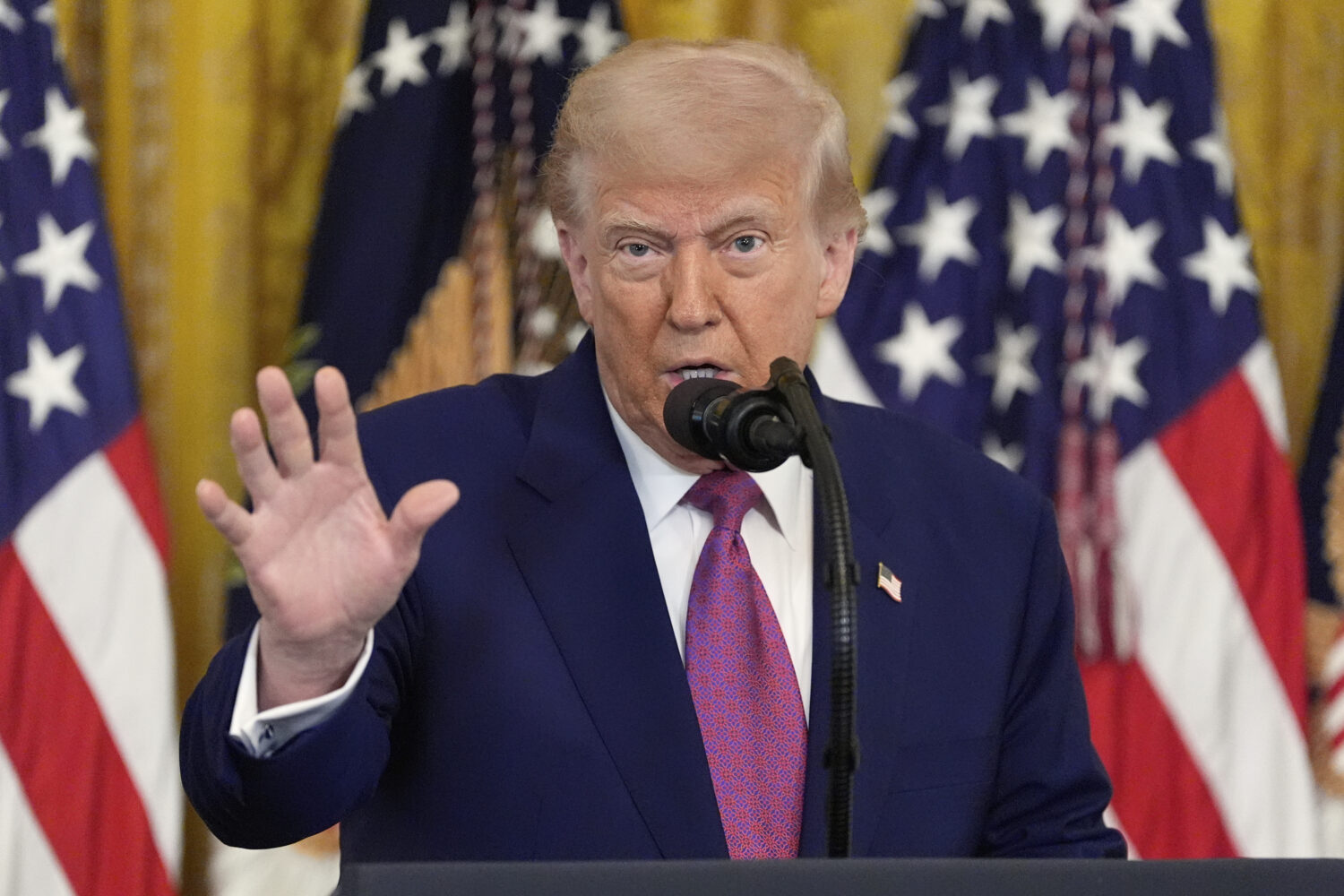 President Donald Trump speaks during an event to sign a bill blocking California's rule banning the...