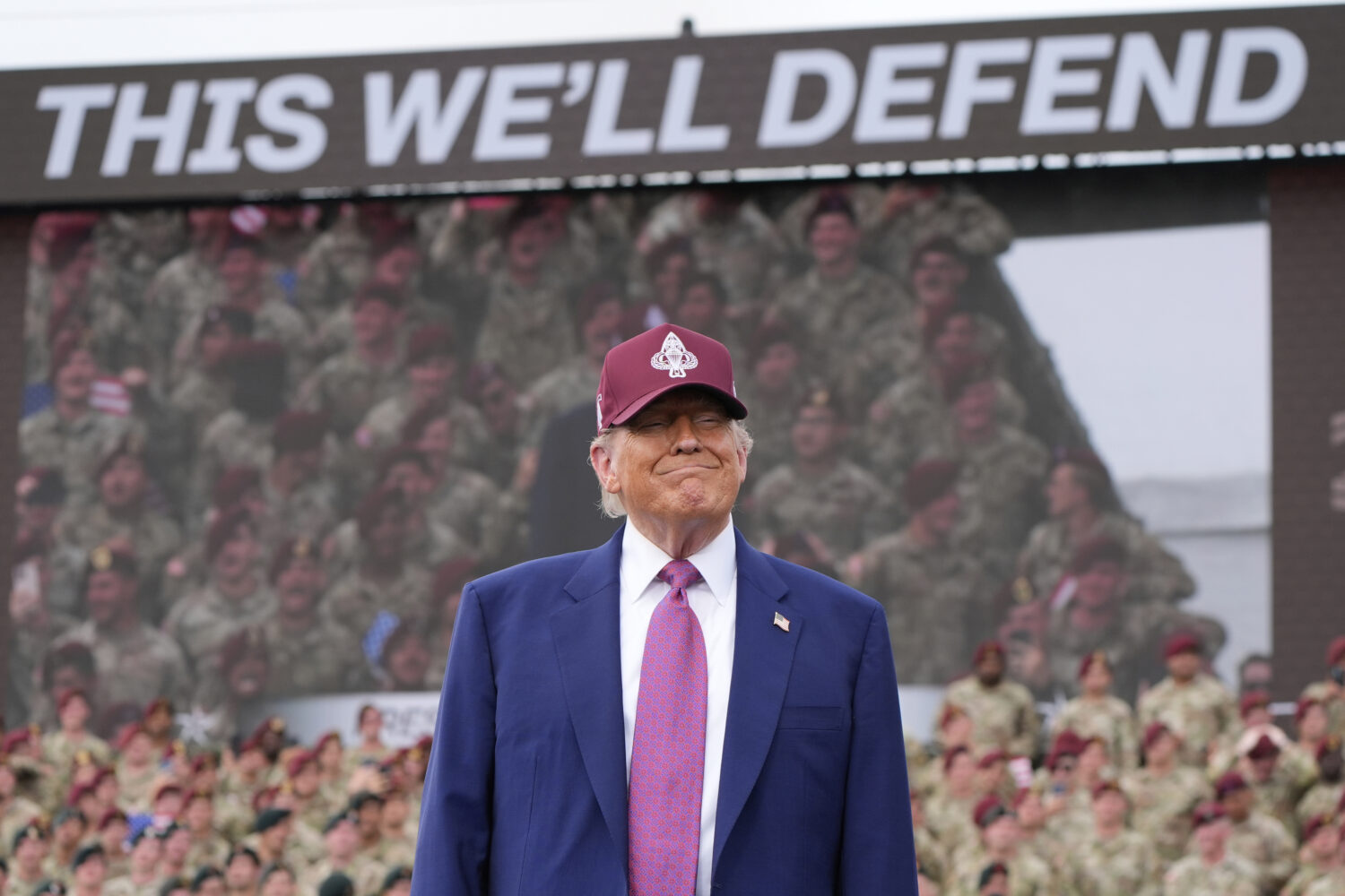President Donald Trump arrives to speak at Fort Bragg, Tuesday, June 10, 2025, in Fort Bragg, N.C. ...
