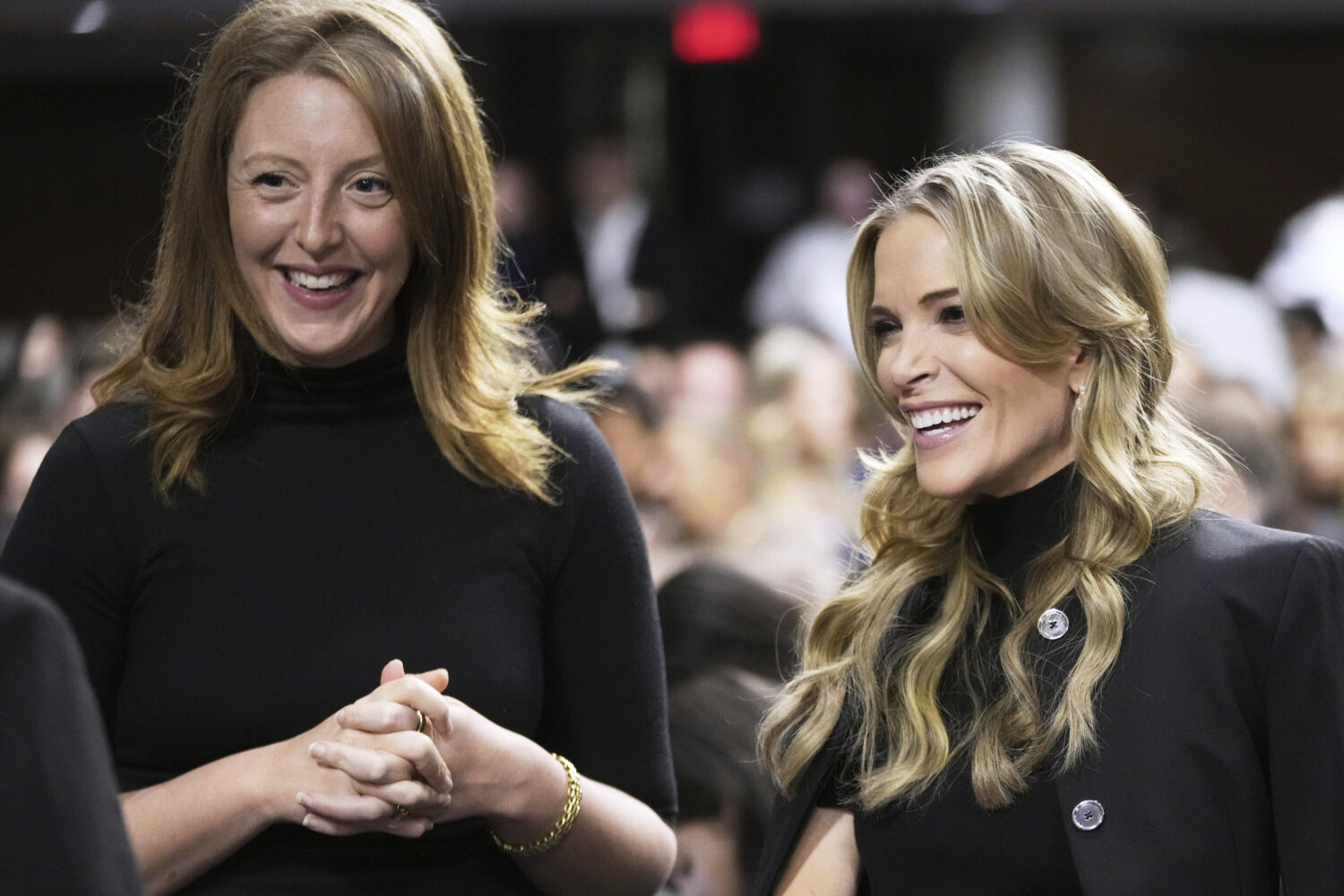 FILE - Dr. Casey Means, a wellness influencer, left, and journalist Megyn Kelly, attend a confirmat...
