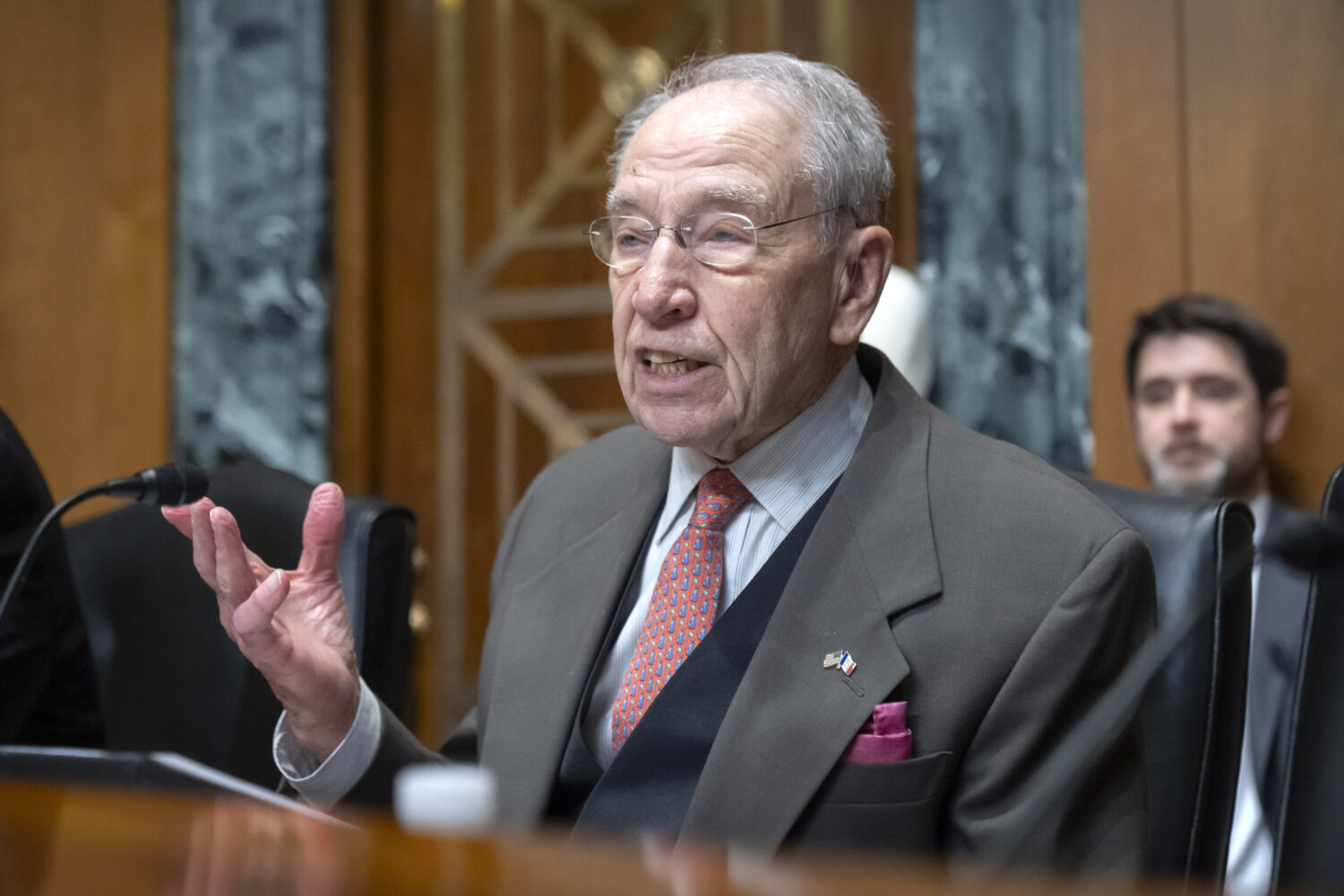 FILE - Sen. Chuck Grassley, R-Iowa, speaks during a hearing of the Senate Committee on Finance on C...