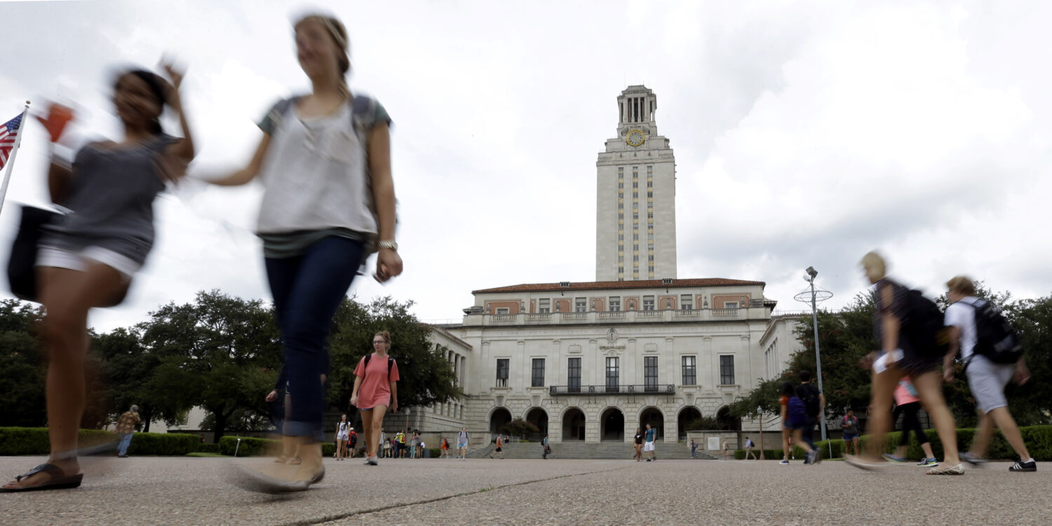 FILE - In this Sept. 27, 2012, file photo, students walk through the University of Texas at Austin ...