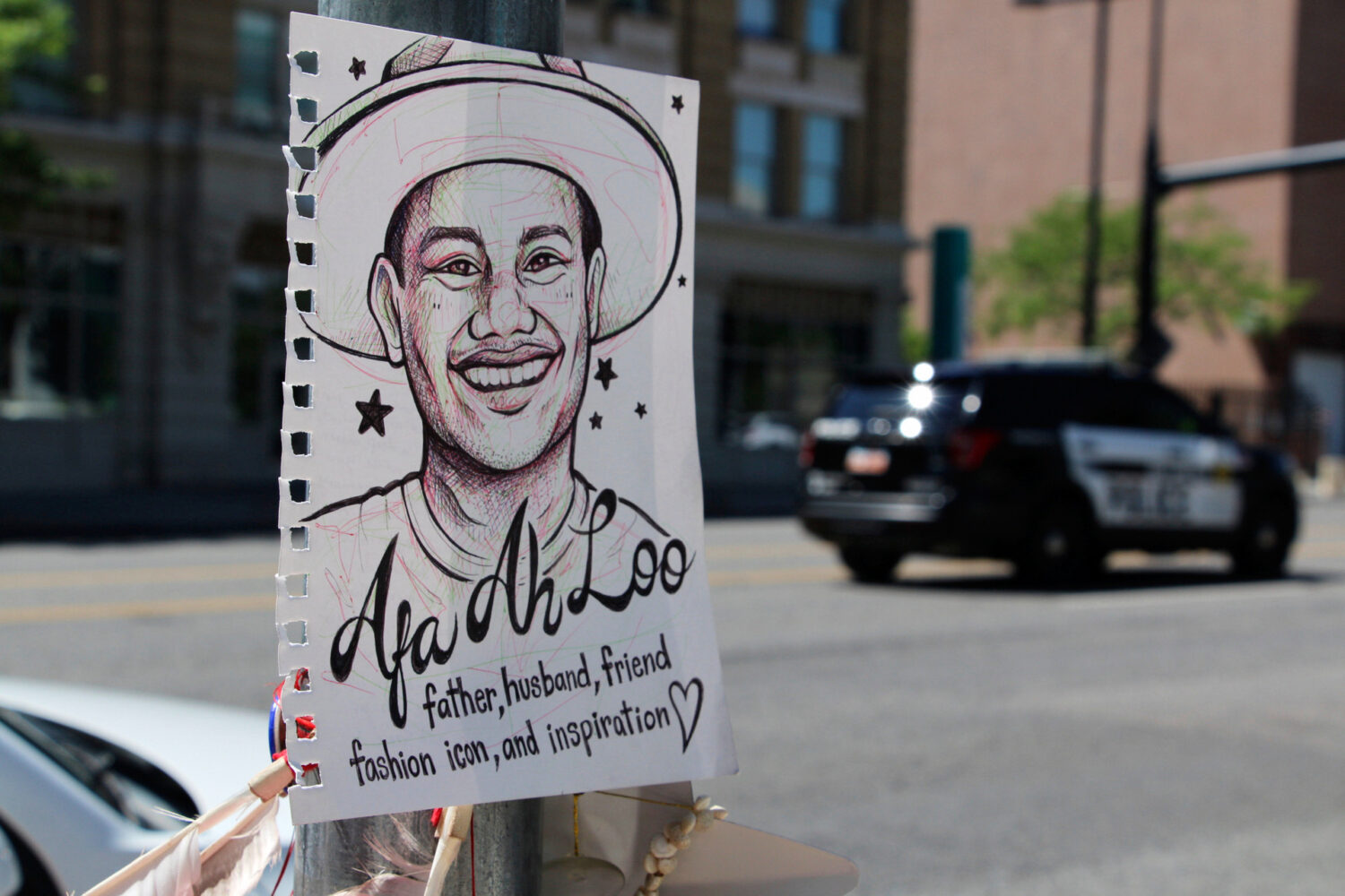 A makeshift memorial for Arthur Folasa Ah Loo, known to friends and family as Afa, is seen Tuesday,...