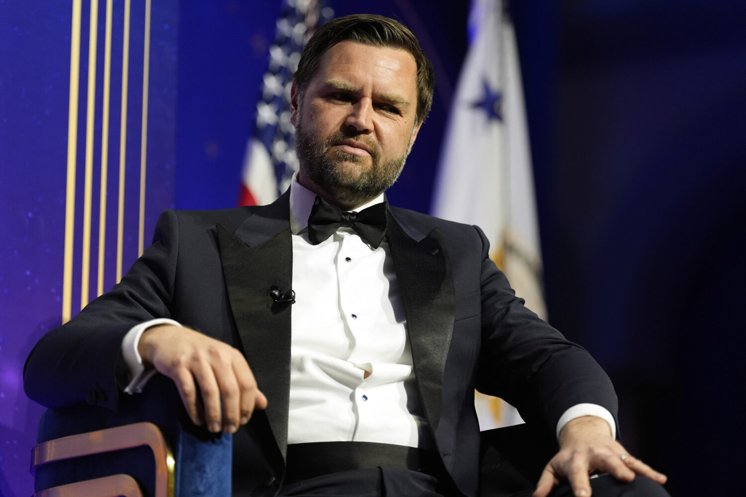 Vice President JD Vance listens as he speaks with American Compass founder Oren Cass at the America...
