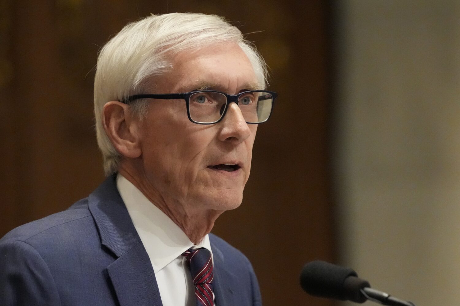 FILE - Wisconsin Gov. Tony Evers gives the annual State of the State address, Jan. 22, 2025, at the...