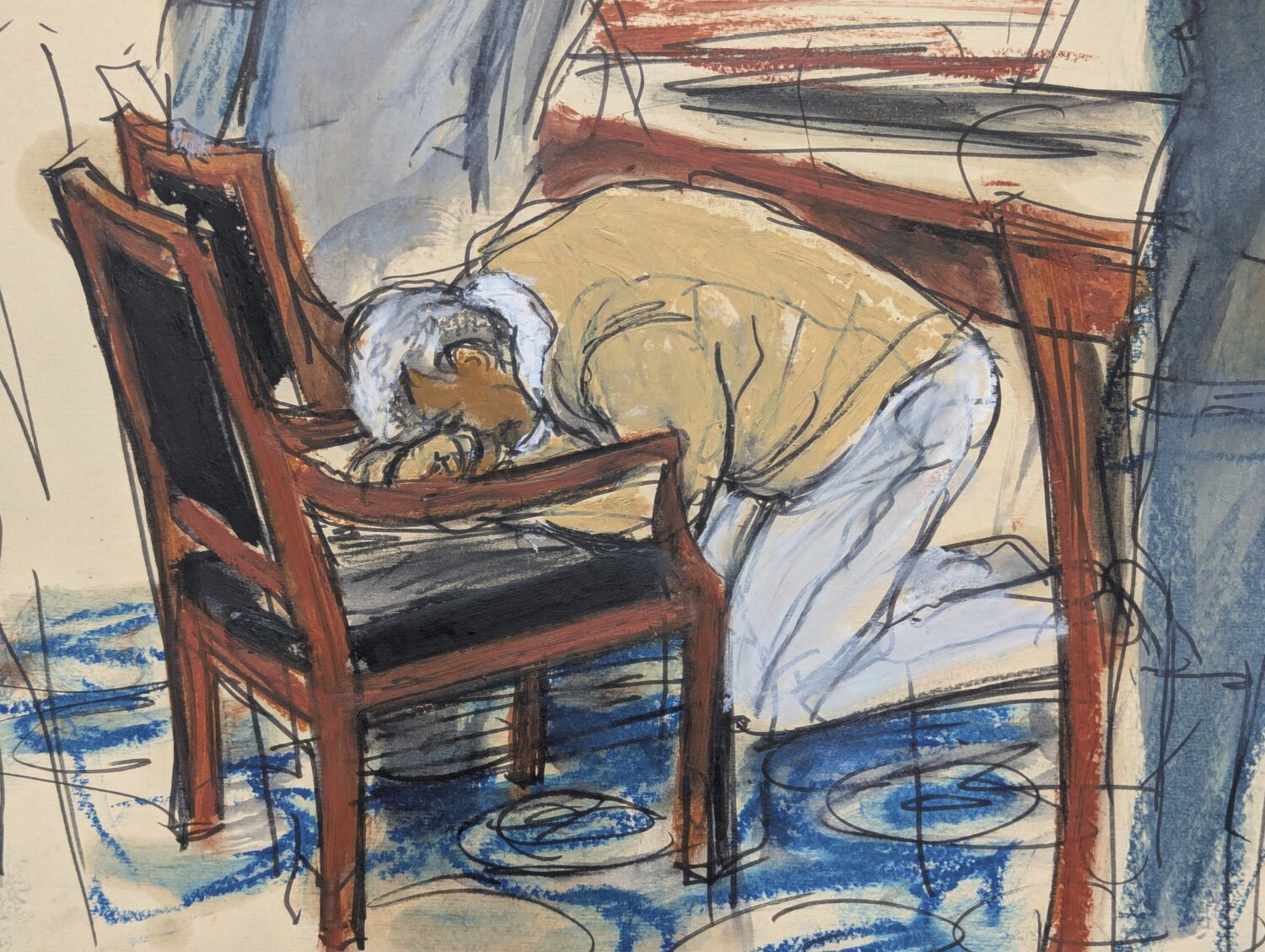 In this courtroom sketch, Sean "Diddy" Combs reacts after he was convicted of prostitution-related ...