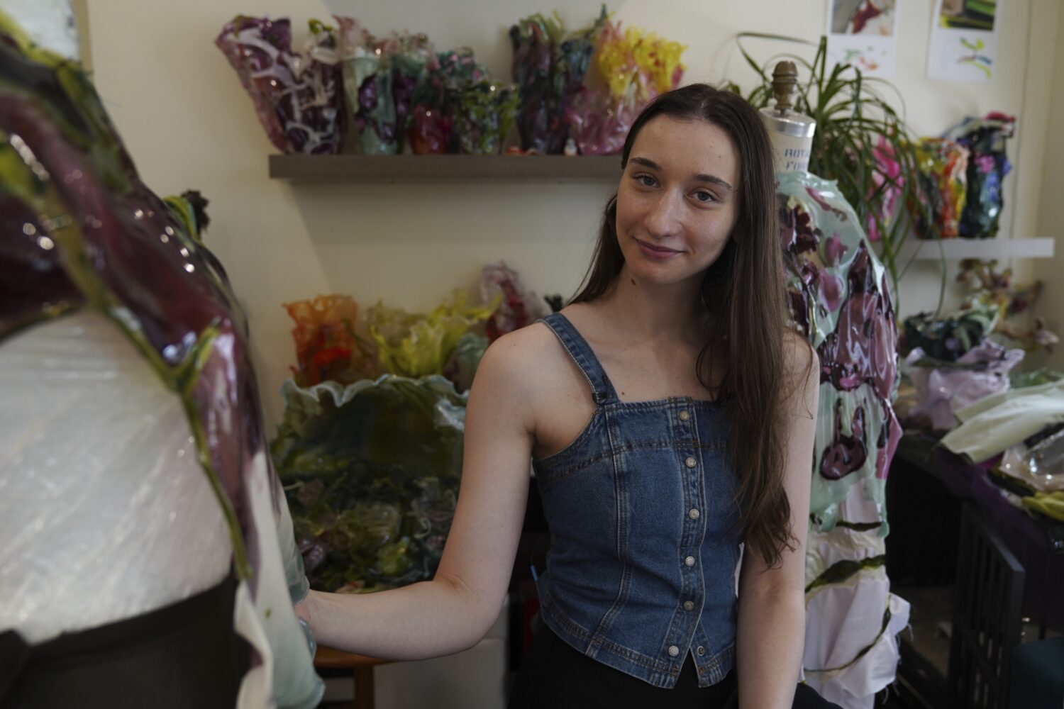 Fashion designer Caroline Zimbalist poses in her studio on Friday, June 6, 2025, in the Queens boro...