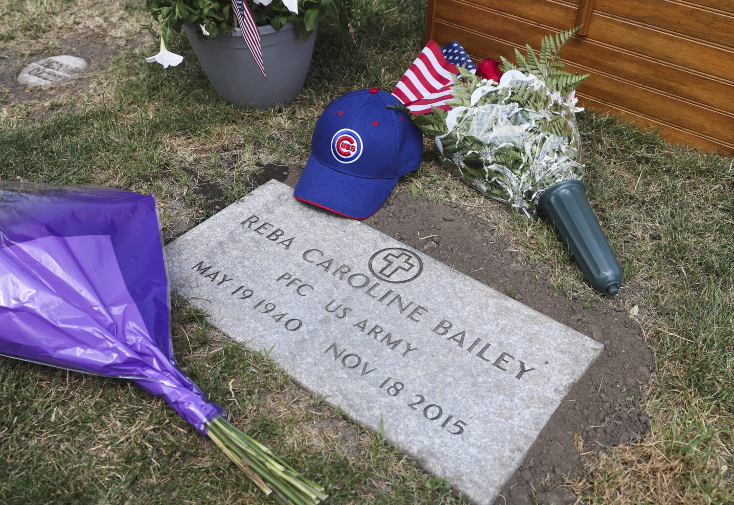 The grave marker of 75-year-old Pfc. Reba C. Bailey, a former missing person cold case named Seven ...