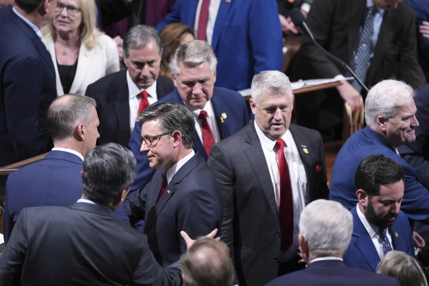 Speaker of the House Mike Johnson, R-La., is seen in the chamber at the Capitol in Washington, Thur...
