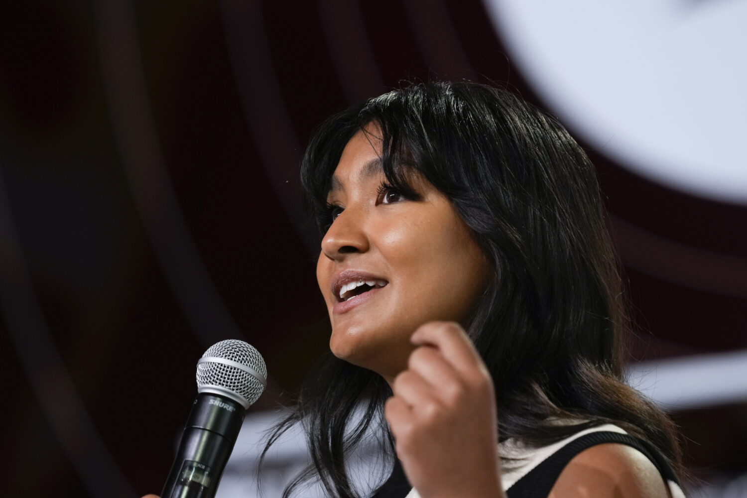 FILE - Activist Deja Foxx participates in the Global Citizen NOW conference in New York, April 28, ...