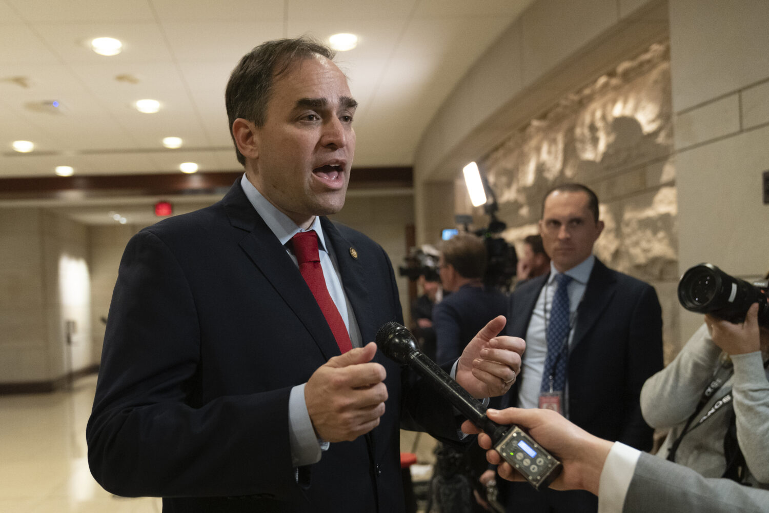 FILE - Rep. Wiley Nickel, D-N.C., speaks to reporters on Capitol Hill in Washington, Nov. 14, 2022....