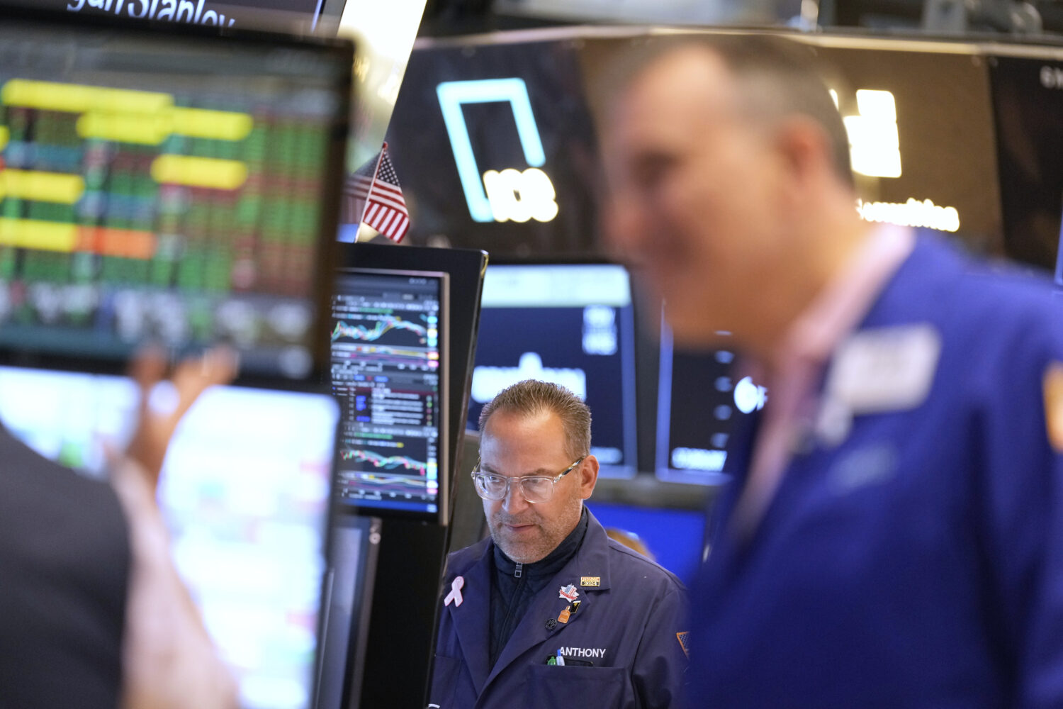 Anthony Matesic works on the floor at the New York Stock Exchange in New York, Wednesday, July 16, ...