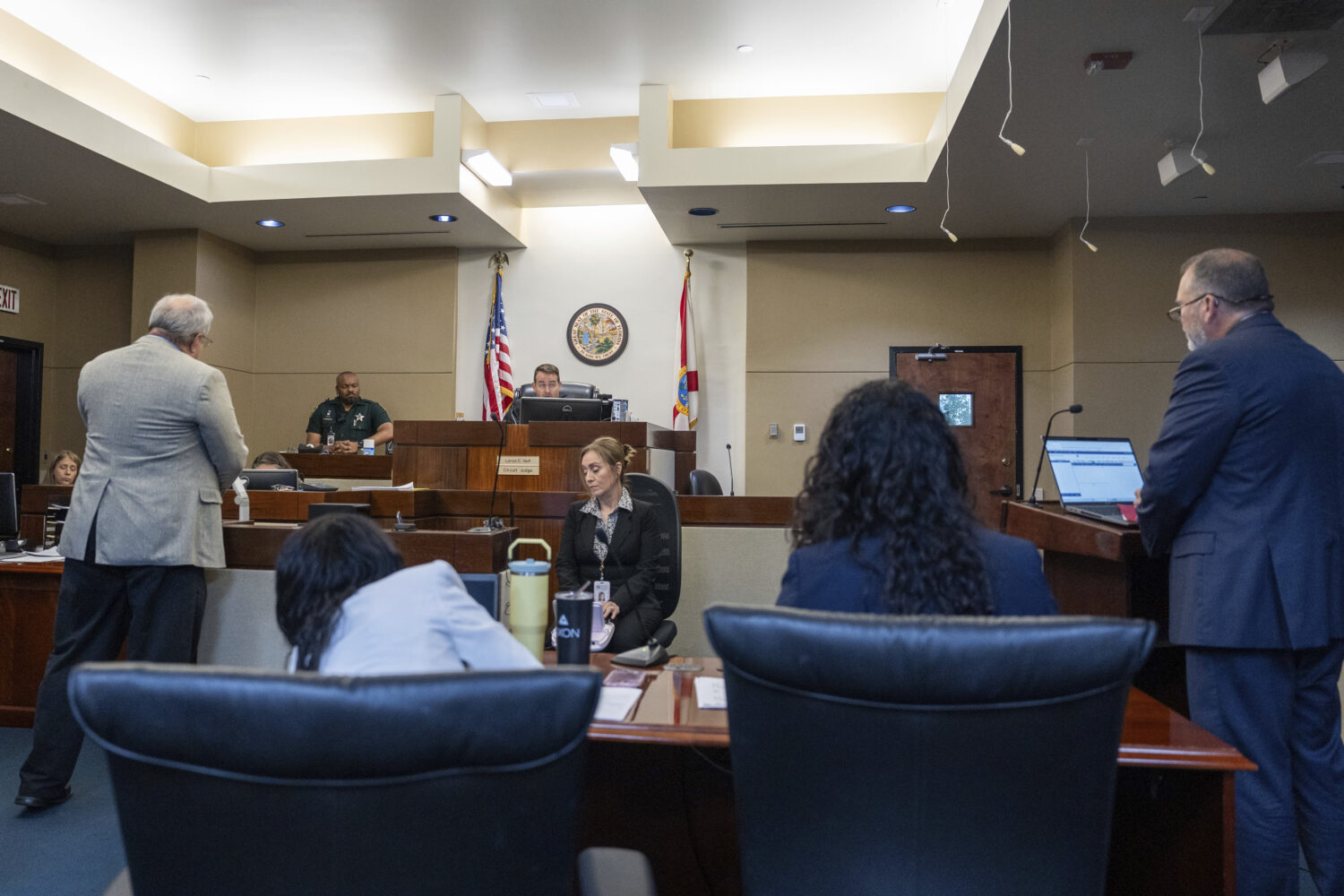 Public defender Peter Mills and prosecutor Jack Campbell appear before Second Judicial Circuit Judg...