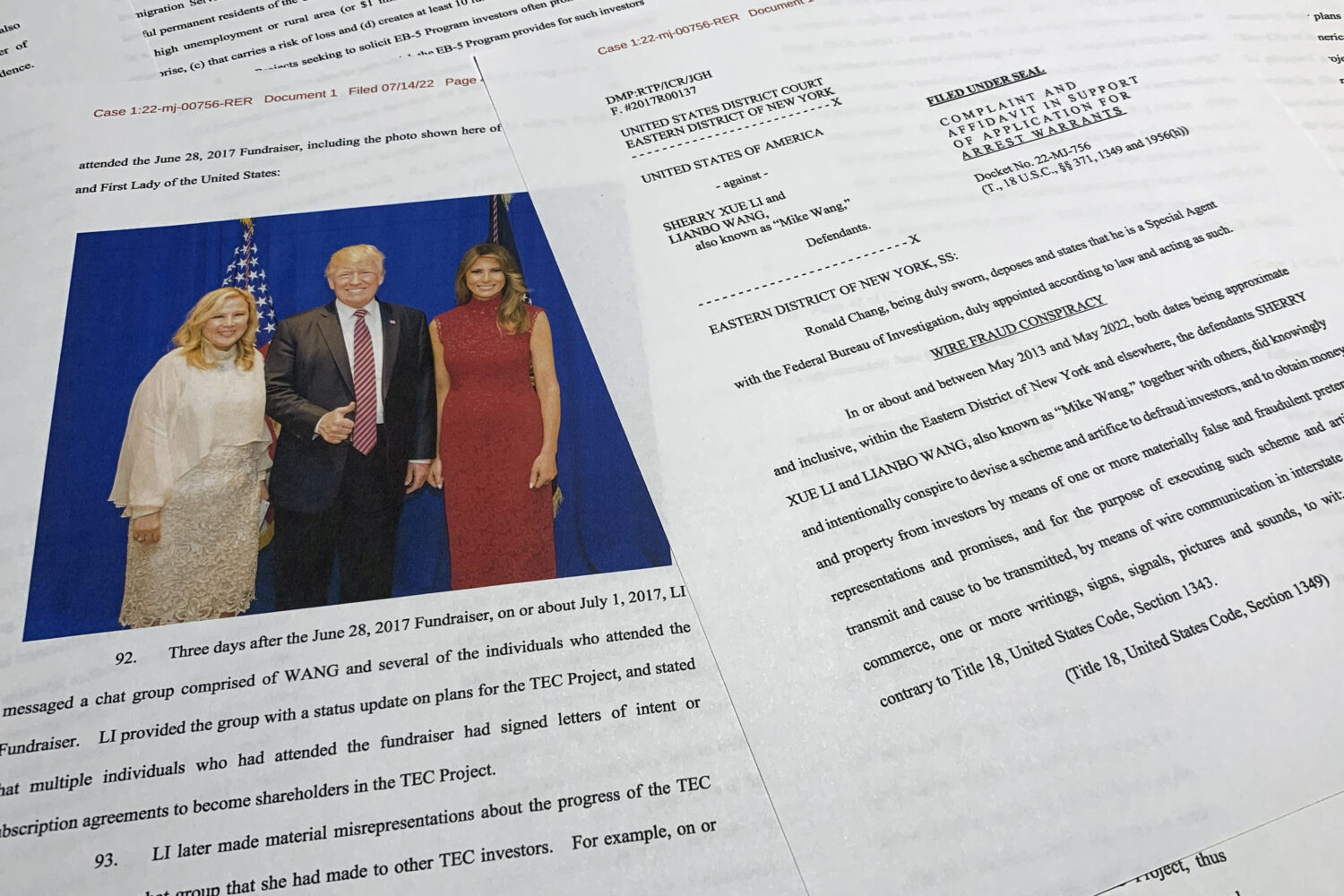 FILE - The complaint and affidavit in support of an arrest warrant against Sherry Xue Li and Lianbo...