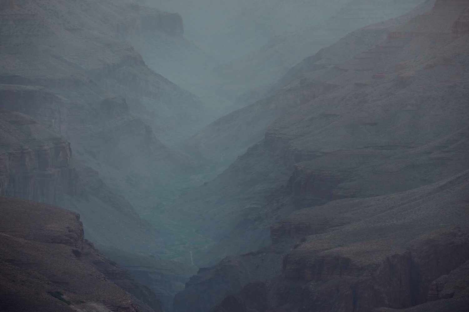 Smoke from the Dragon Bravo Fire moves down the Grand Canyon from the North Rim Tuesday, July 15, 2...