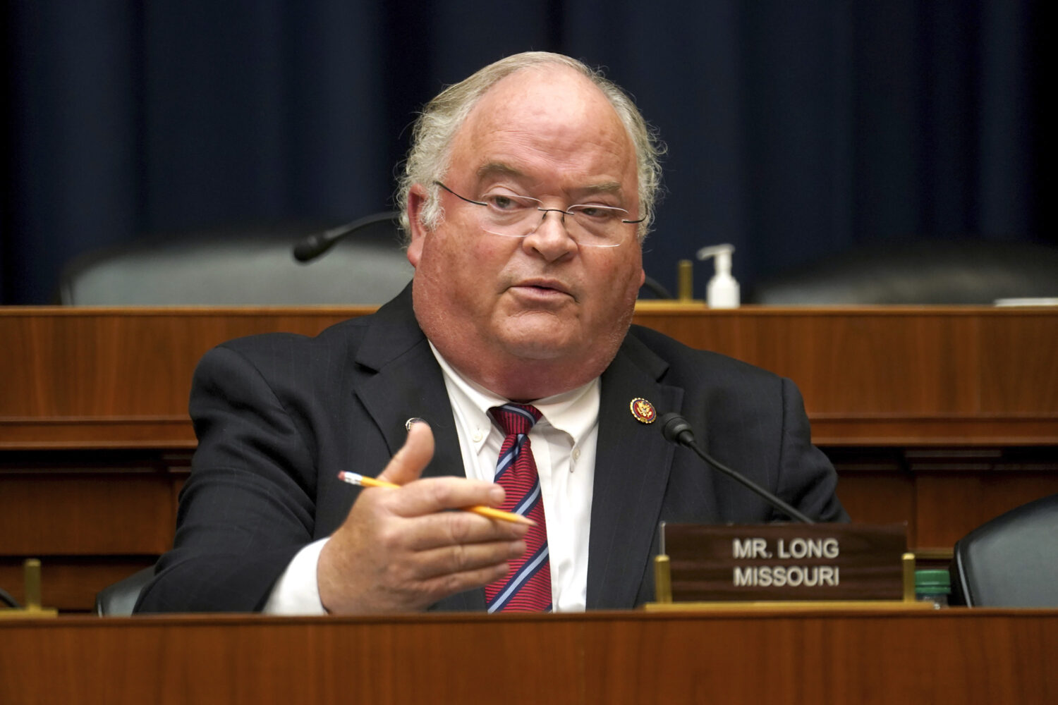 FILE - Rep. Billy Long, R-Mo., asks questions during hearing May 14, 2020, on Capitol Hill in Washi...